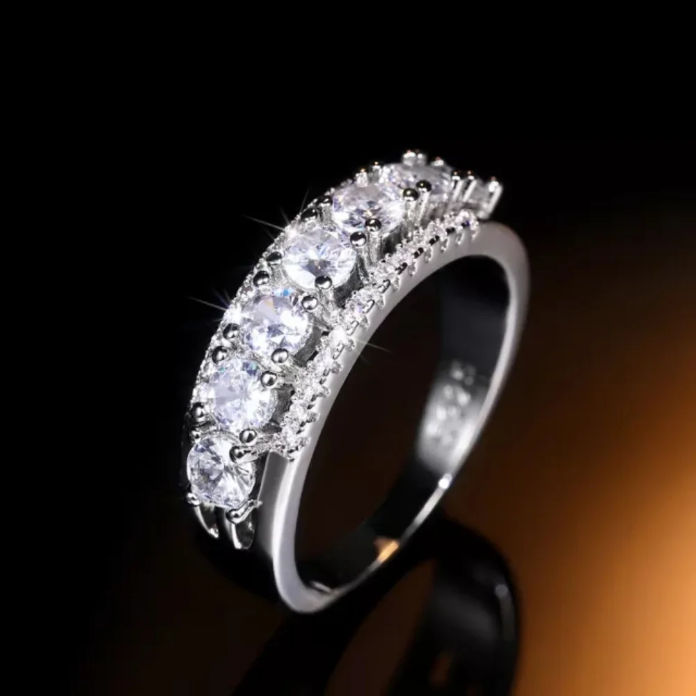 New 925 Eternity Engagement Zircon Ring